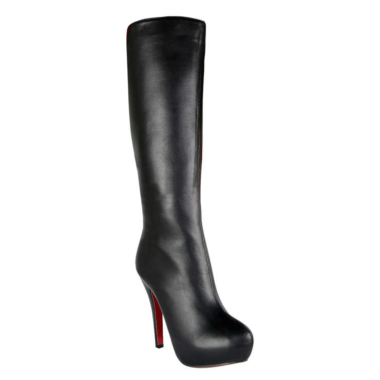 Noble Lady Black Faux Leather Knee-high Boots
