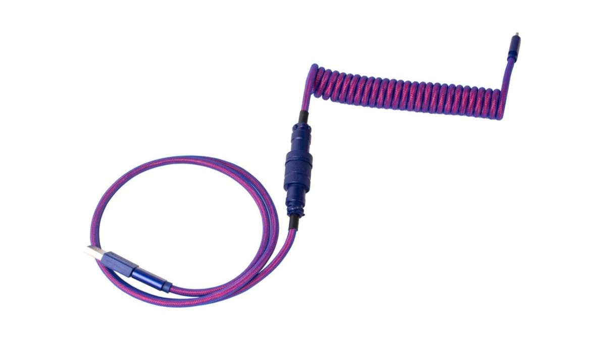 Keychron Premium Coiled Aviator USB Cable | Type-C + USB-A Adapter | Detachable Aviator Connector...
