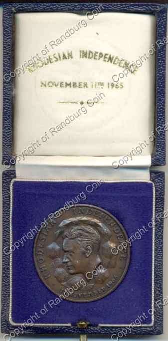 1965 Rhodesia Independence Bronze Medallion in Original Mint Box