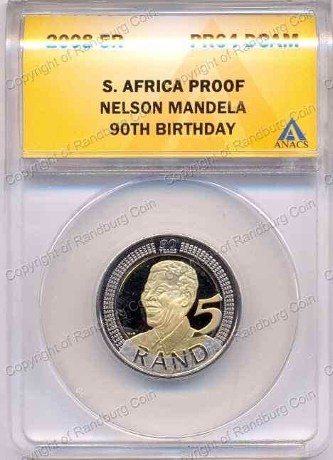 *#* 2008 Mandela 90th Birthday Proof R5 ANACS Graded PF64 DCAM *#*