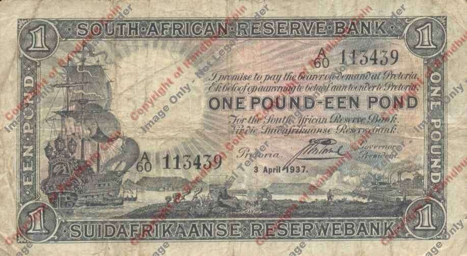 *#* J Postmus 1st issue One Pound F+ Eng/Afr -a bit dirty and pin hole *#*