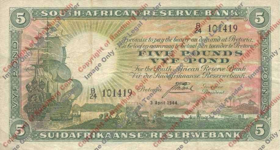 *#* J Postmus 1st issue Five Pound VF/VF+ Eng/Afr *#*