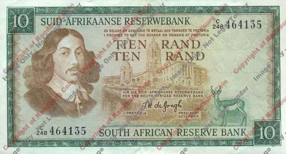 *#* TW de JONGH - 1st Issue - 10 Rand Afr/Eng - EF *#*