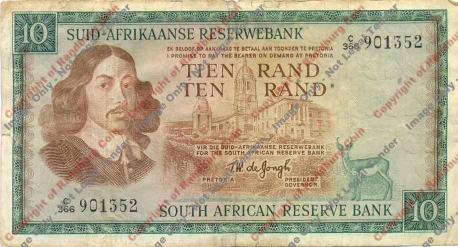 *#* TW de JONGH - 3rd Issue-10 Rand-Afr/Eng - F - Pin holes and dirty *#*