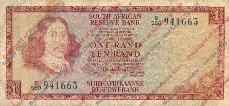 *#* TW de JONGH - 3rd Issue - 1 Rand Eng/Afr - F - Dirty *#*