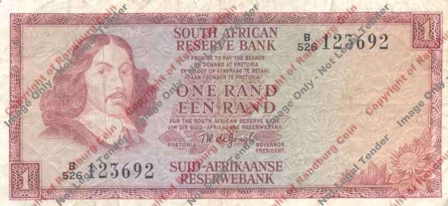 *#* TW de JONGH - 3rd Issue - 1 Rand Eng/Afr - F+ - Dirty *#*