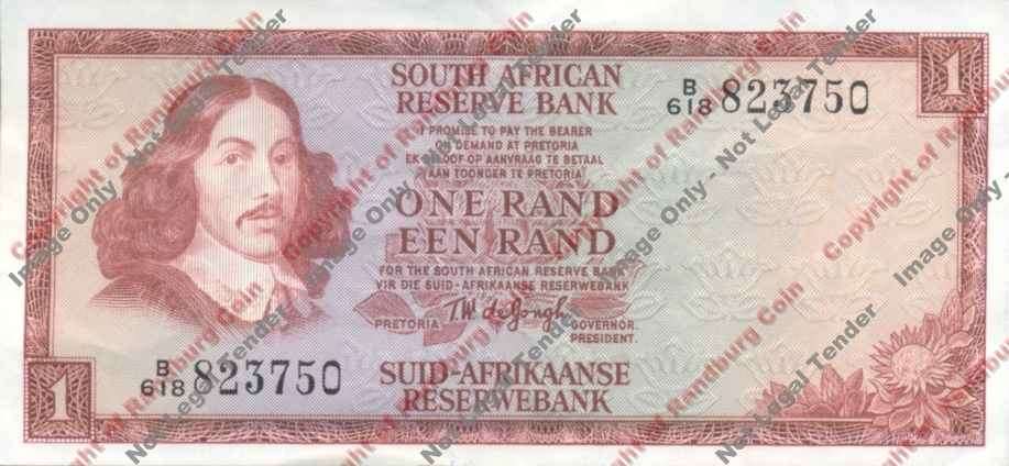*#* TW de JONGH - 3rd Issue - 1 Rand Eng/Afr - VF+ *#*