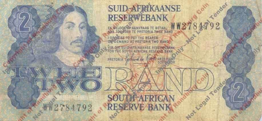 *#* GPC De Kock 3rd Issue - Two Rand WW Replacement Note F - dirty and spike hole *#*