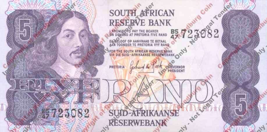 *#* GPC De Kock 3rd Issue - Five Rand Note 1984 - AU *#*
