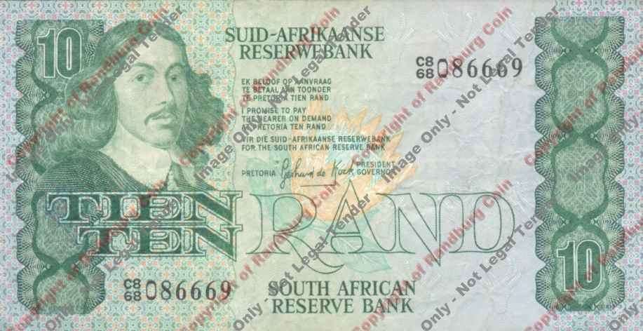 *#* GPC De Kock 3rd Issue - 1984 Ten Rand Note F+ - Staple hole *#*