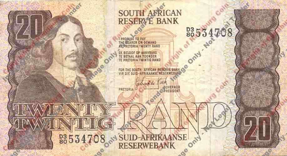 *#* GPC De Kock 3rd Issue - 1984 Twenty Rand Note - F - see description *#*