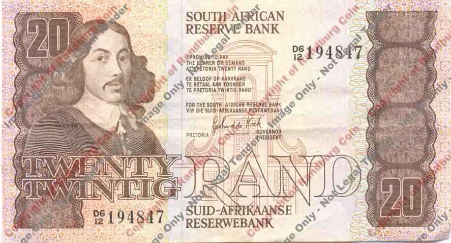 *#* GPC De Kock 3rd Issue - 1984 Twenty Rand Note - VF+ - staple hole *#*