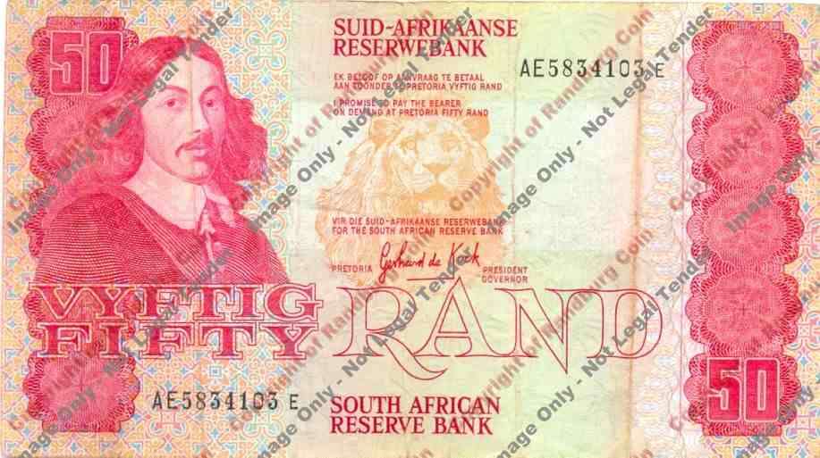 *#* GPC De Kock 3rd Issue - Fifty Rand Note - F+ - staple hole *#*