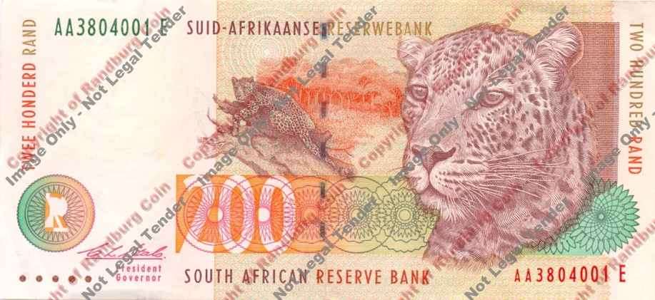 *#* CL Stals 2nd Issue - AA Two Hundred Rand Note - VF+ *#*