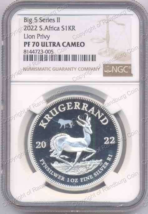 2022 Silver 1oz Krugerrand Lion Privy Mark NGC PF70