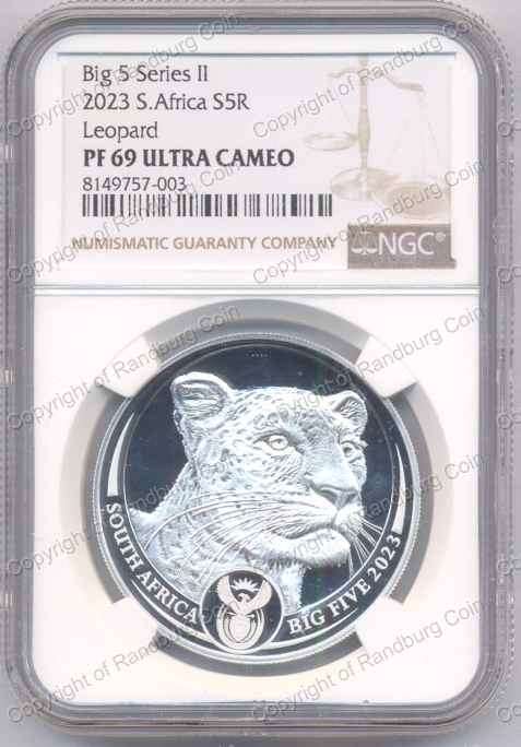 2023 Fine Silver 1oz Proof R5 Leopard - Big Five Series ii NGC PF 69