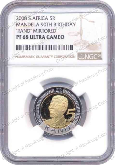 *#* 2008 Mandela 90th Birthday Proof R5 NGC Graded PF68 Ultra Cameo *#*