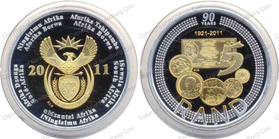 *#* 2011 SARB 90th Anniversary Proof Silver 1oz Crown R5 Coin ONLY in Capsule *#*