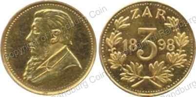 *#* 1898 Gold Replica Sammy Marks 22ct Tickey - Full head, NO dots *#*