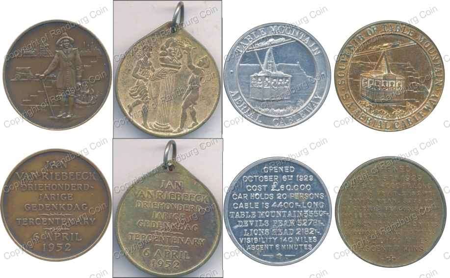 *#* 1952 Jan van Riebeeck Tercentenary and Table Mountain Aerial Cable-way Medallions *#*