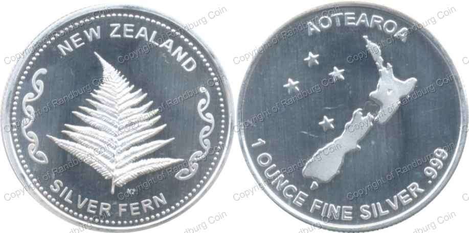 New Zealand Silver Fern 1oz Pure Silver Medallion