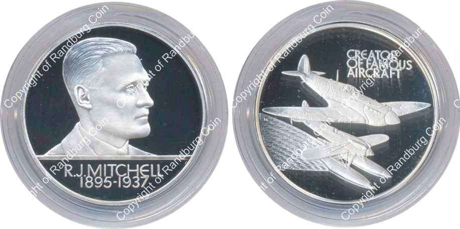 *#* 1995 Aircraft Designer (Spitfire) RJ Mitchell Centenary Silver Medallion 28.28gr STG *#*
