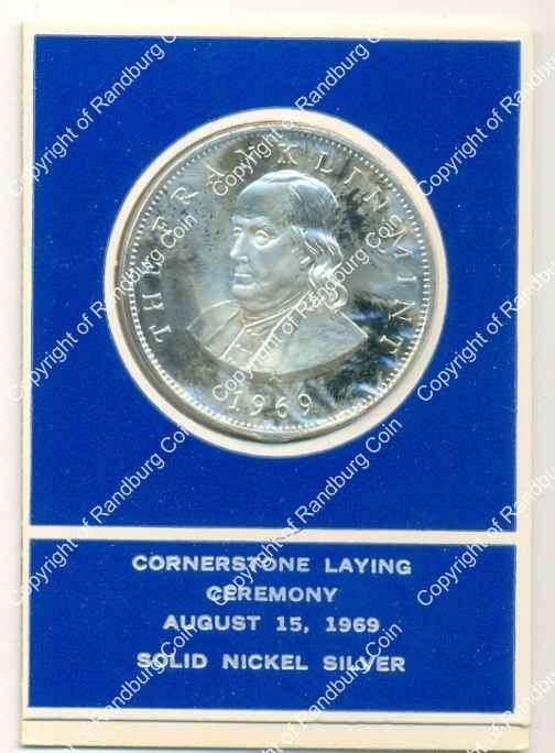 *#* USA 1969 Franklin Mint Medallion - Cornerstone Laying Ceremony *#*