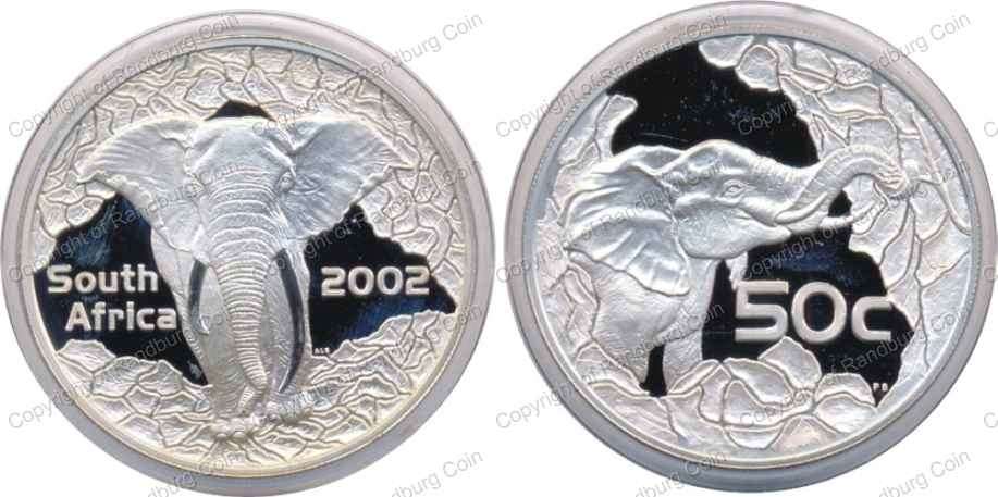 *#* 2002 Silver 2oz Wildlife Elephant 50 cent Mintage 822 - Coin ONLY *#*
