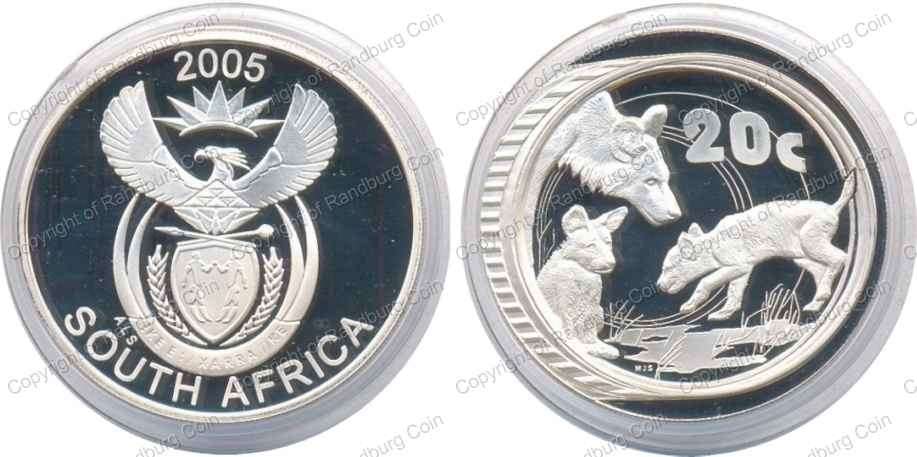 *#* 2005 Silver 1oz Wildlife African Wild Dog 20 cent Mintage 372 coin ONLY in scratched capsule*#*