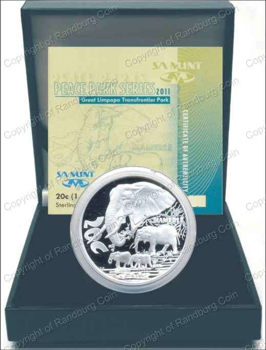 *#* 2011 Silver Great Limpopo Transfrontier Park Proof 20 cent 1 oz - Mintage 628 *#*