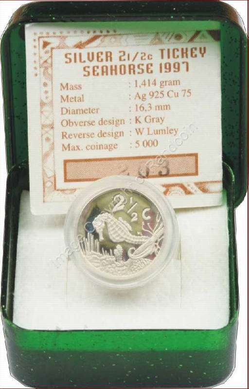 *#* 1997 SA Silver Sea Horse 2 1/2c Proof Tickey Mintage 2 627*#*