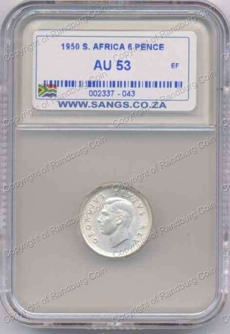 *#* 1950 SIXPENCE SANGS SLABBED AU53 *#*