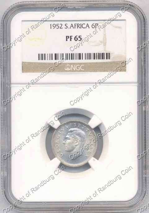 *#* 1952 NGC SIXPENCE SLABBED PF 65 *#*