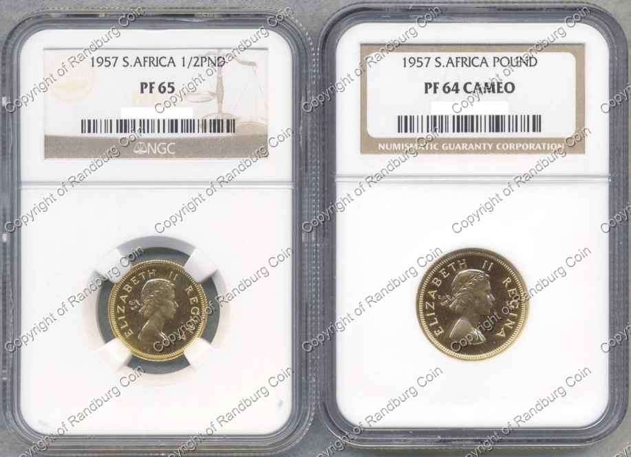 *#* 1957 NGC SLABBED GOLD SET 1/2 POUND PF 65, 1 POUND PF 64 *#*