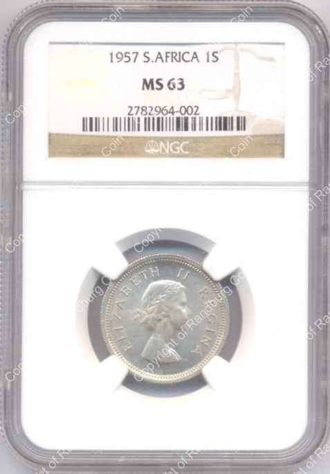 *#* 1957 SILVER SHILLING NGC SLABBED MS 63 *#*