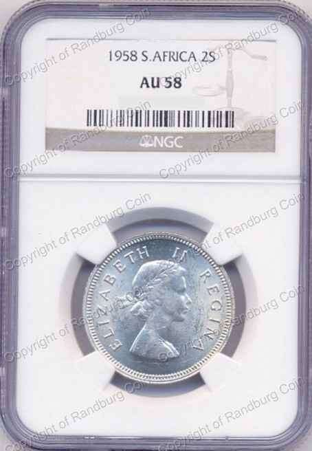 *#* 1958 TWO SHILLING NGC SLABBED AU 58 *#*
