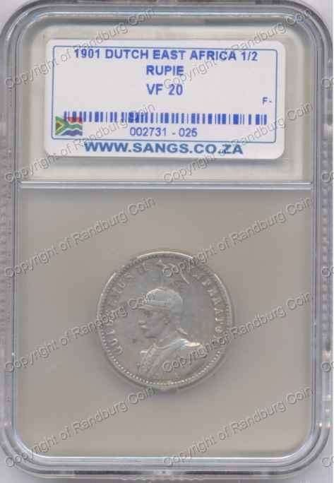 *#* German East Africa 1901 - Silver 1/2 Rupie - SANGS VF20 *#*