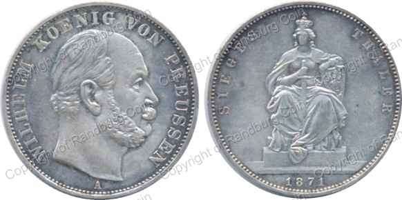 *#* Prussia - German States 1871 A -  Silver 1 Thaler *#*