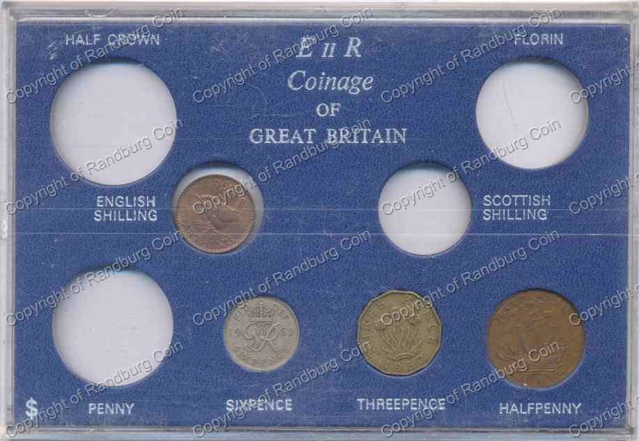 *#* Great Britain 1952 Partial Coin Set in Perspex Holder *#*