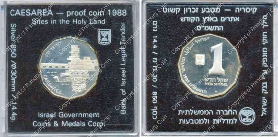 *#* Israel 1988 silver 1 New Sheqel Proof - Caesarea *#*