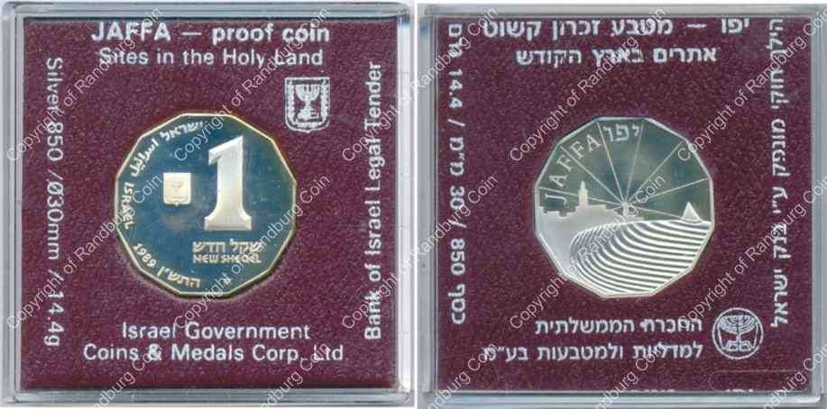 *#* Israel 1989 silver 1 New Sheqel Proof - Jaffa *# *