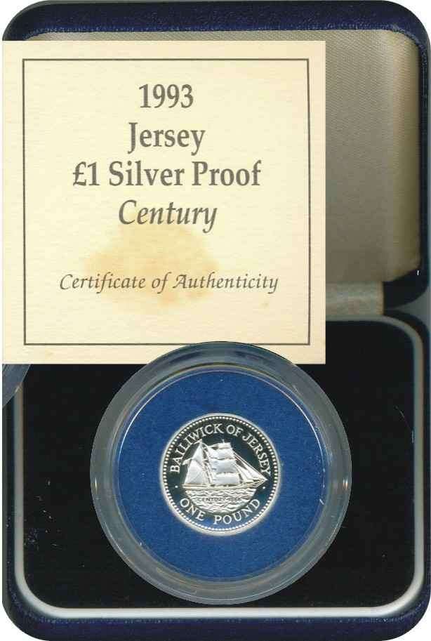 *#* Jersey 1993 Proof Silver 1 Pound - Brigantine - Century *#*
