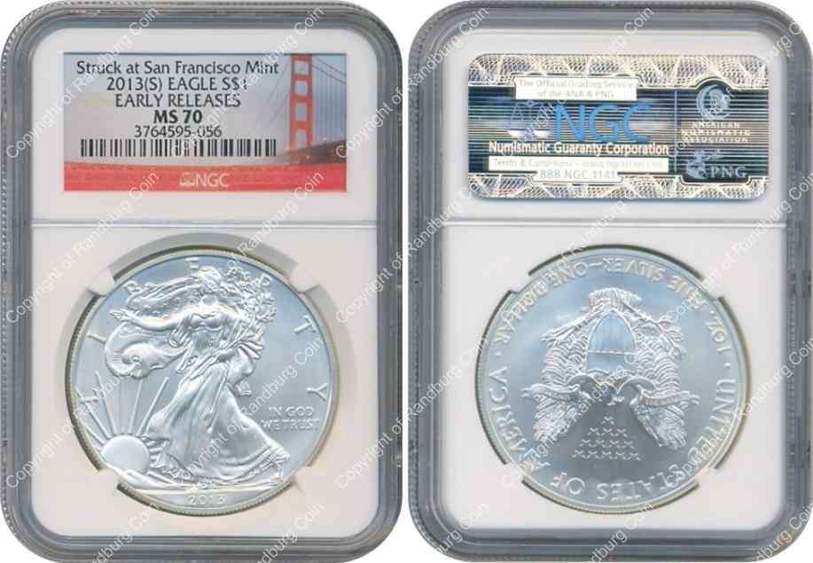 *#* USA 2013(S) Silver Eagle dollar - Early releases - MS70 - NGC *#*