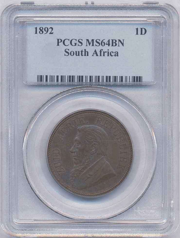 *#* 1892 PCGS SLABBED PENNY MS 64 BN *#*