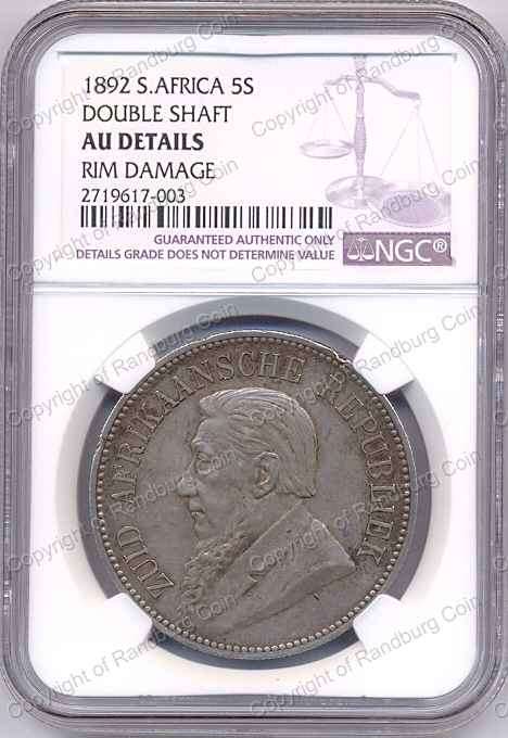*#* 1892 CROWN DOUBLE SHAFT NGC  AU DETAILS RIM DAMAGE - relist due to non-payment *#*