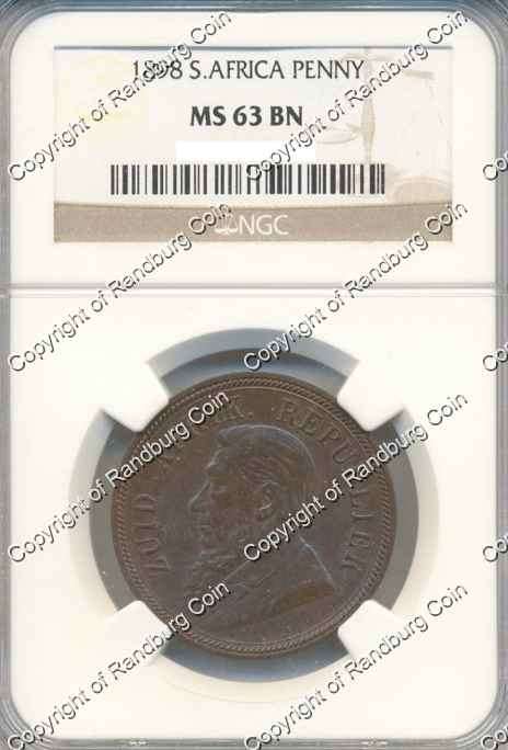 *#* 1898 PENNY NGC SLABBED MS 63 BN  *#*