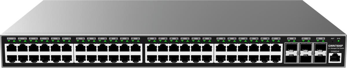 Grandstream Enterprise L2 48 port Managed GbE PoE+ Switch 400W | GWN7806P
