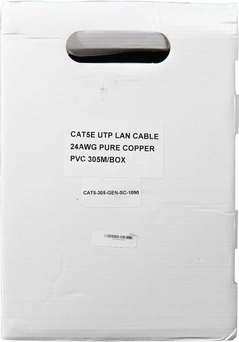 Essential CAT5e Indoor Ethernet Cable 305m Grey Solid Copper UTP Pull Box | CAT5-305-GEN-SC