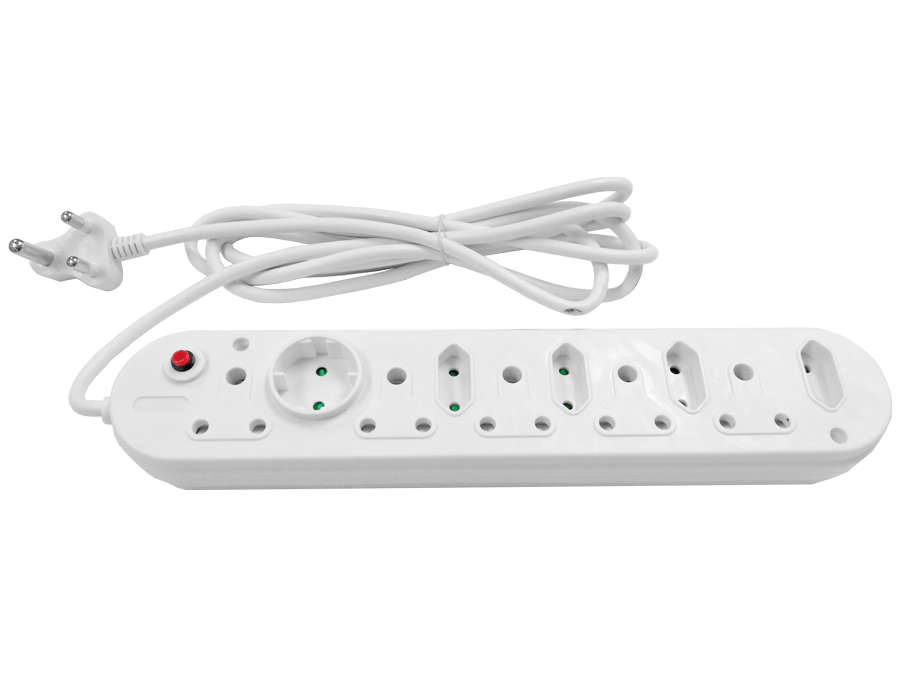 Multi Plug 5x16A 5x5A 3m Cord White