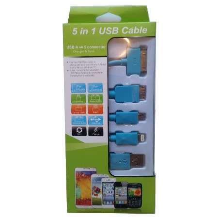 USB CABLE 5 IN 1 BLUE